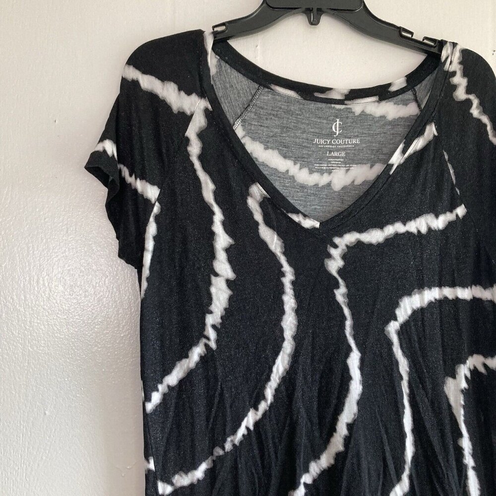 Juicy Couture T-Shirt Tie Dye  Flowy Scoop V Neck Short Sleeves Artsy Boho Sz L